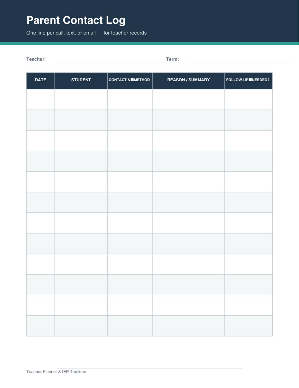 Teacher Cabinet (Teacher Life Planner + IEP/Classroom Trackers)