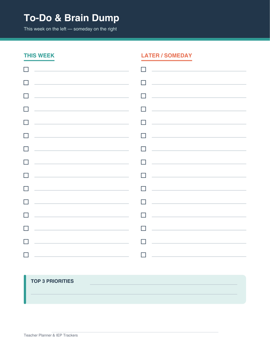Teacher Cabinet (Teacher Life Planner + IEP/Classroom Trackers)
