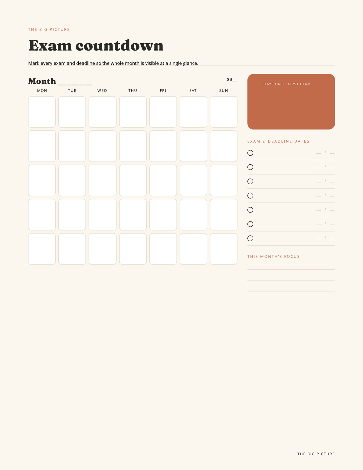 Study Revision Planner (Bundle) | Exam Tracker, Weekly & Daily Pages