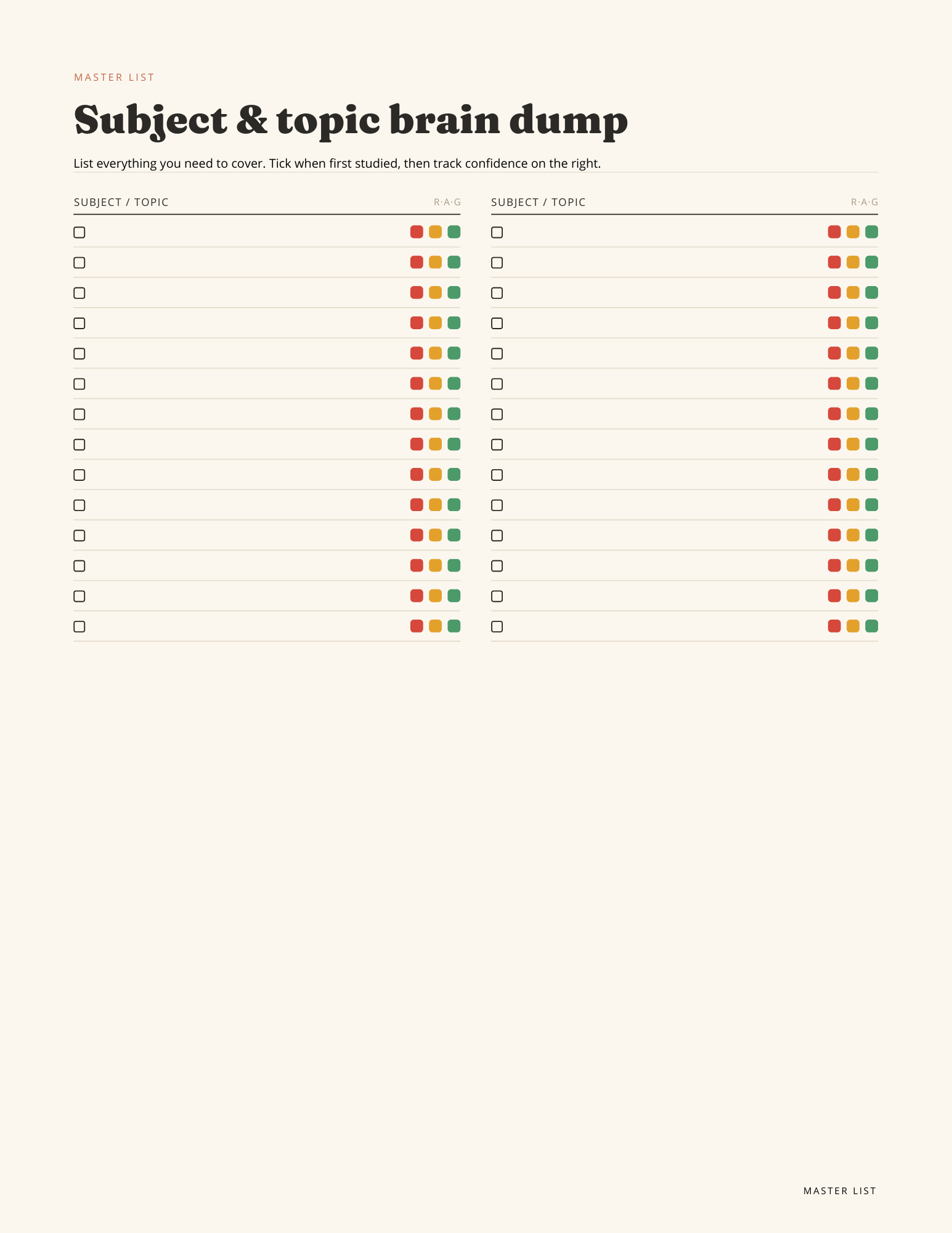 Study Revision Planner (Bundle) | Exam Tracker, Weekly & Daily Pages