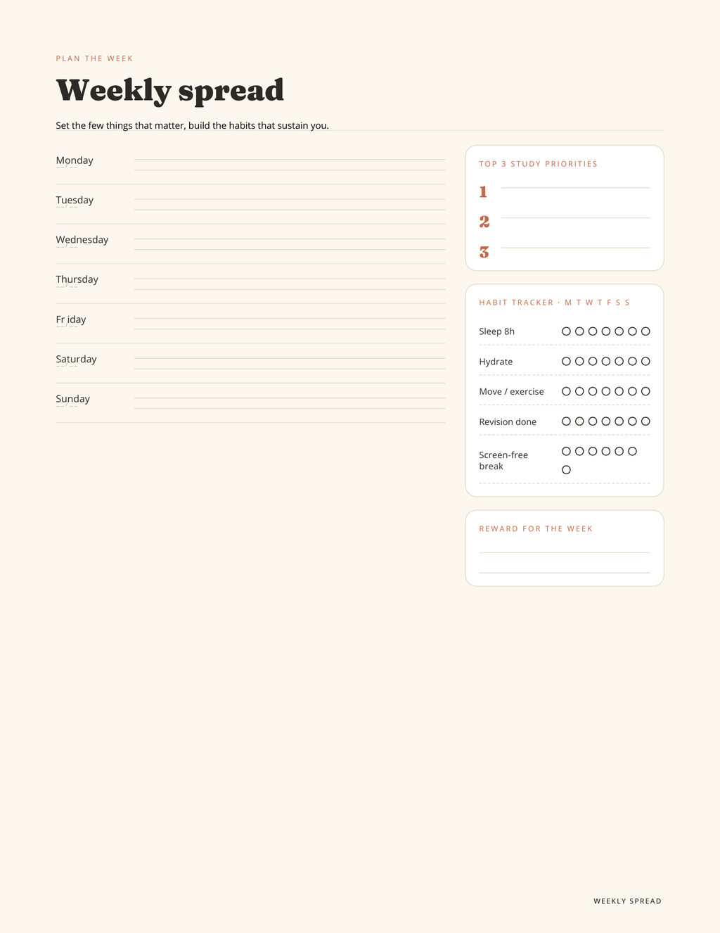 Study Revision Planner (Bundle) | Exam Tracker, Weekly & Daily Pages