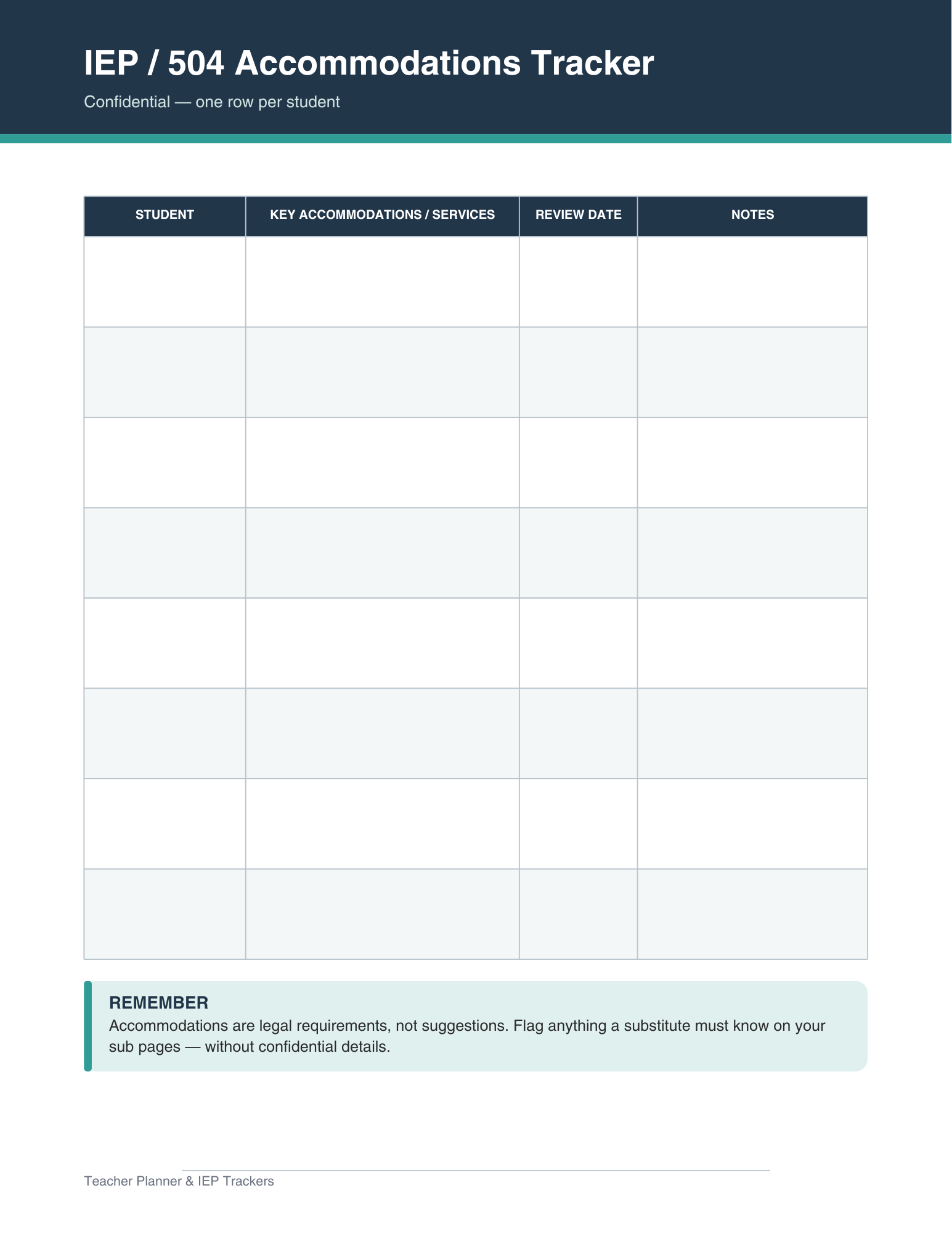 Teacher Cabinet (Teacher Life Planner + IEP/Classroom Trackers)