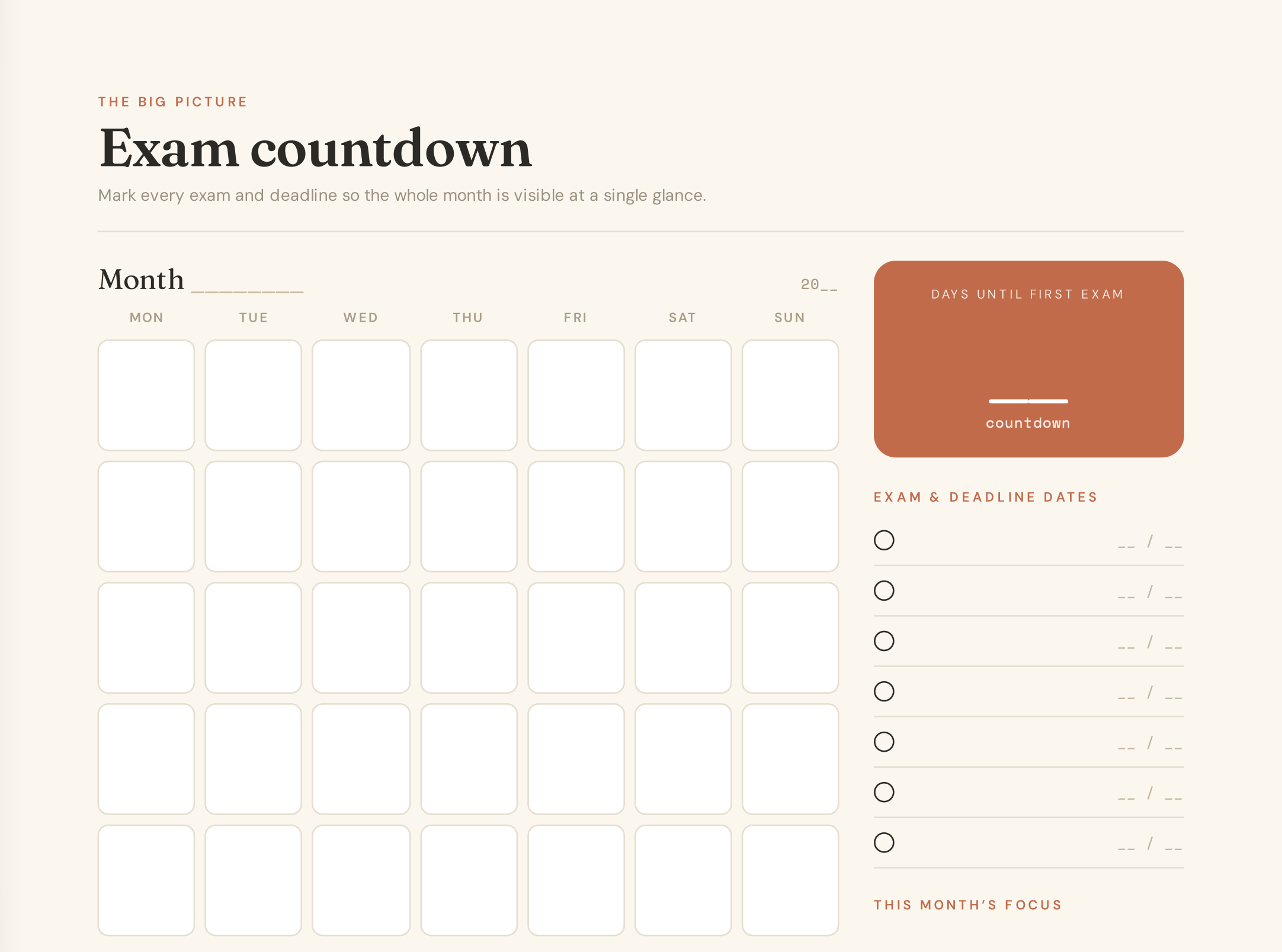 Study Revision Planner Printable (Bundle) | Exam Tracker, Weekly & Daily Pages